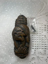 Cast Iron Bear Door Knocker Rustic Brass Finish Lodge Cabin Decor