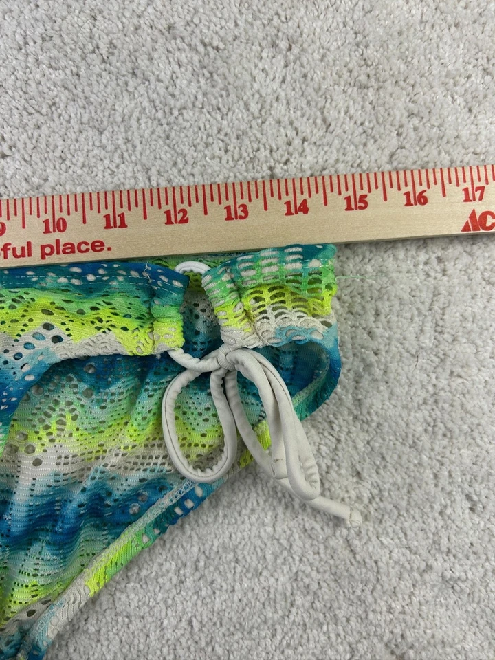 OP Bikini Parte Inferior Mujer Mediana Azul Verde Amarillo Crochet Forrado Traje de Baño Lado Corbata Foto 2 de 4