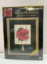 Dimensions Poinsettia Elegance Gold Nuggets 8680 Cross Stitch Kit  New Old Stock