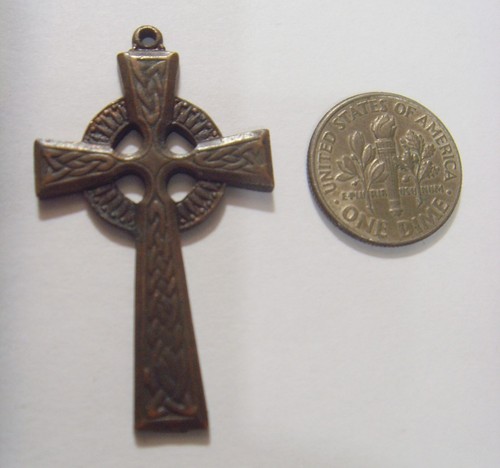 Antique Celtic Irish religious Christian copper cross pendant 54250 - Picture 4 of 4