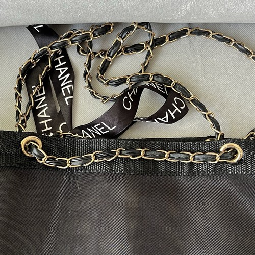 Chanel VIP Authentic Mesh Black Tote Bag Gold Chain Magnetic - Picture 7 of 13