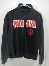 Vintage Indiana Hoosiers IU Stitched 1/4 Zip Sweatshirt Women s S Sportek Black