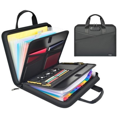 Cragtek Accordion File Organizer with Lock, 26 Pockets Expanding Black