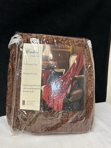 Chenille Soft Throw Blanket Brown Cable Fringes
