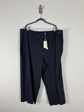 Nwt Vince High Waist Wide Leg Cropped Pants Size 22 Navy Blue Linen Blend Side