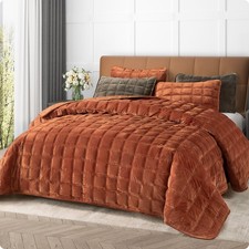 Fleeco Double-Side Velvet Quilt King Size Comforter Set, Reversible108 x 96" ...