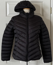 NWT Womens Tommy Hilfiger TH Logo Hooded Insulated Puffer Coat Jacket Black M