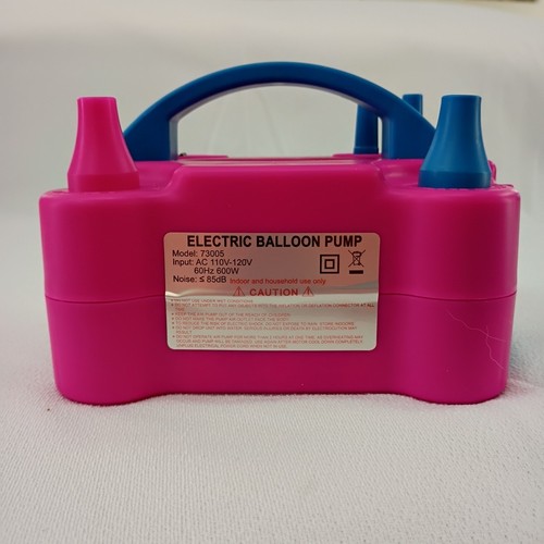 Balloon Pump Electric -  Portable Automatic Dual Nozzle Inflator (Pink)