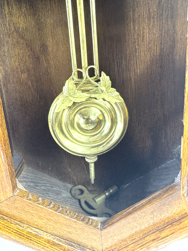 Vintage D&A Regulator Schoolhouse Wall Clock Wind Up Hourly Gong - Picture 10 of 11