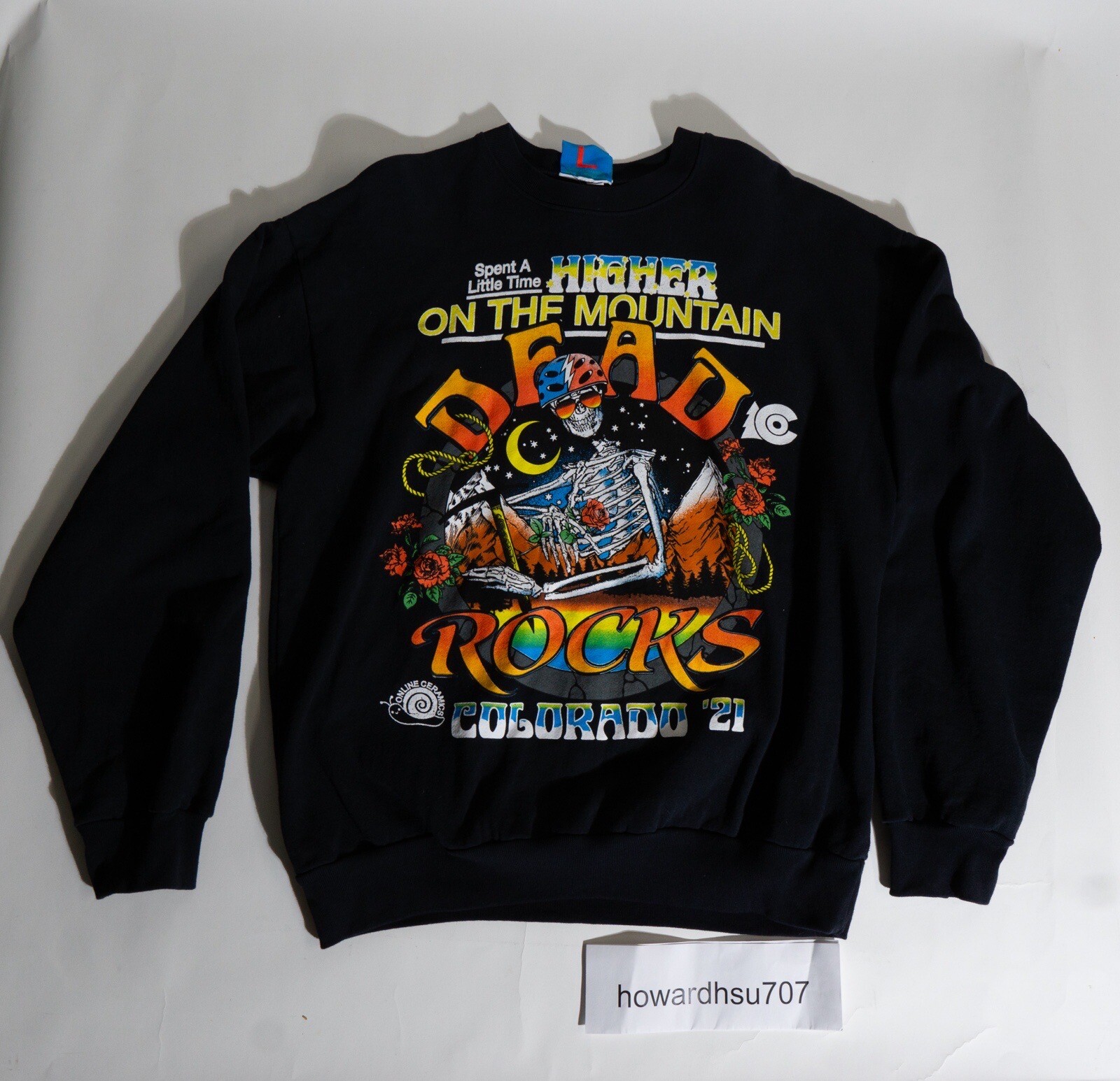 Online Ceramics Dead Rocks Black Crew Neck Sweatshirt Size L New  -image