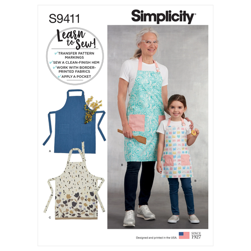 Simplicity Patrons De Couture Pour Tablier Assorti Pour Enfants Et Adultes, Tailles S à L