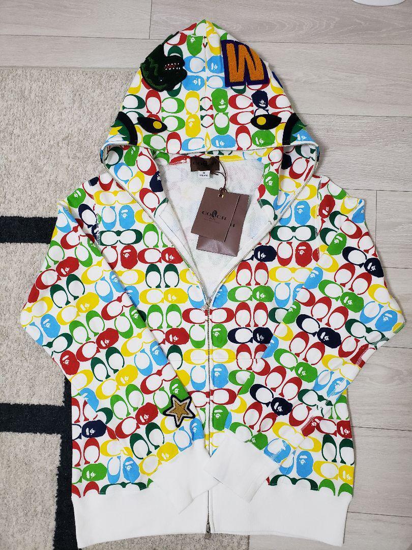 bape coach shark full zip hoodie xl シャーク