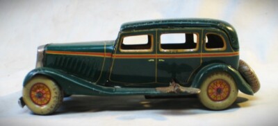 Vintage 1933 Ford Sedan - Wind Up Tin Toy Car - Made in Japan by