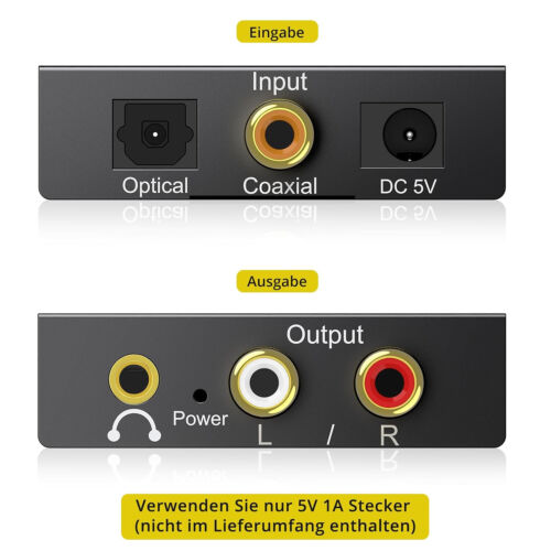 Da Wandler PROZOR Optisch Auf Cinch Audio Adapter Toslink Auf Klinke Aux Digital - Bild 3 von 5