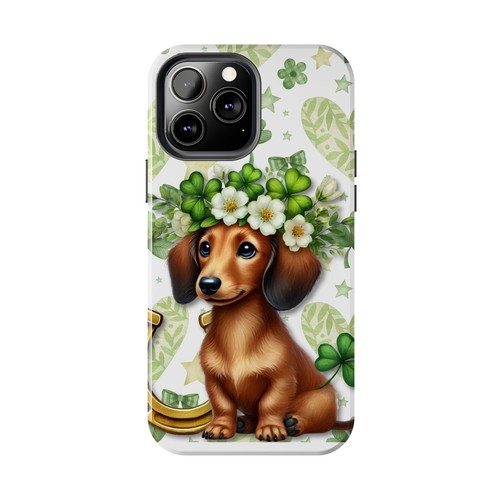 St Patricks Cute Dachshund Phone Case Dog Lover Gift Tough Phone Cover Patty  - Picture 52 of 109