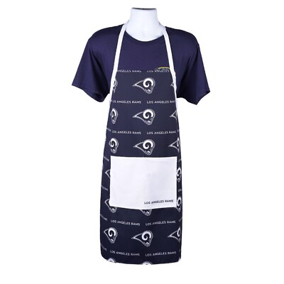 NFL Los Angeles Rams Chef Apron Logo Rush for Cooking and BBQ, Blue Apron