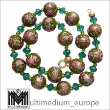 Vintage Murano Glas Kette Halskette Grün glass necklace millefiori
