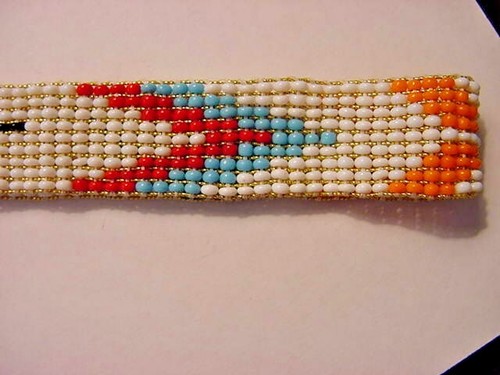 VINTAGE NATIVE AMERICAN LAKOTA SIOUX BEADED THUNDERBIRD HAT BAND & PEACE PIPE - Picture 3 of 8