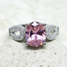 ADORABLE 2.5 CT OVAL PINK 925 STERLING SILVER RING SIZE 5-10