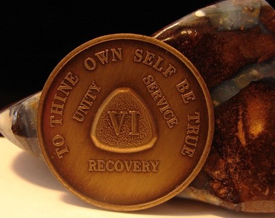 Alcoholics Anonymous AA 6 year Bronze Medallion Token chip Coin ...