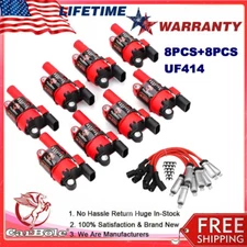8PCS Ignition Coils and Spark Plugs Wire For 1500 5.3L 6.2L GMC Chevy Silverado
