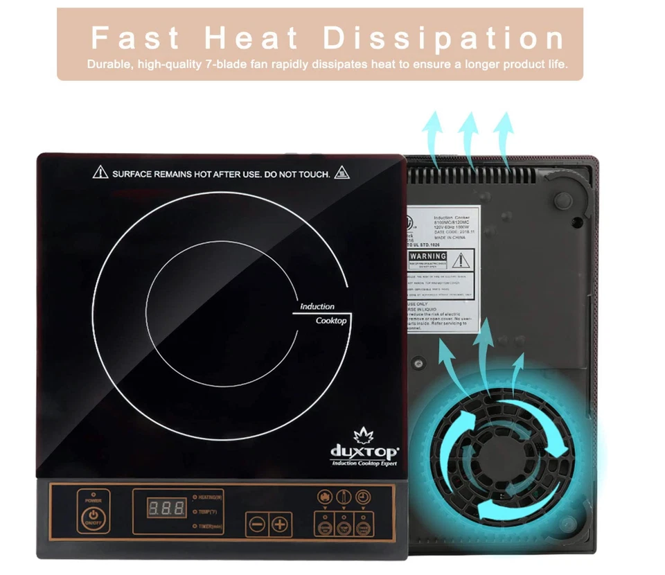 Quemador de encimera de inducción portátil Duxtop 1800W, 8120MC/BT-180G famoso Foto 4 de 4