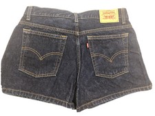 Vintage Levis Dark Indigo Blue Denim Shorts Women Juniors Sz 11 High Waisted
