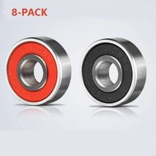 8 Skateboard Longboard Bearings PRECISION ABEC 9 RED SHIELD With Spacers Washers