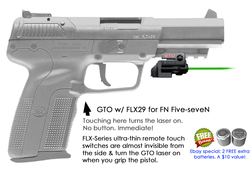 ArmaLaser GTO for FN FiveSeveN GREEN Laser Sight w/ FLX29 Grip Touch