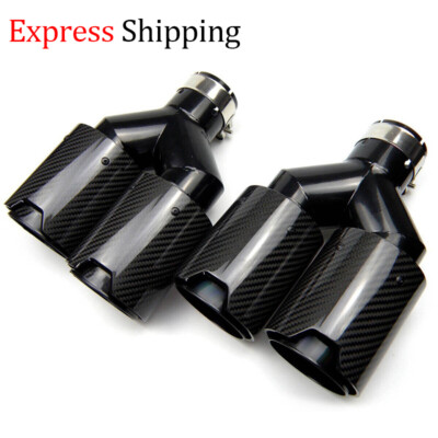 For BMW 2.5'' 63mm In 101MM Out C size Car Carbon Fiber Exhaust Tips Tail Pipes