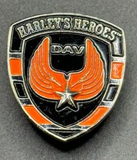 Harley's Heroes Wings Davidson Motorcycles Hat Vest Jacket Pin Pinback USA Made