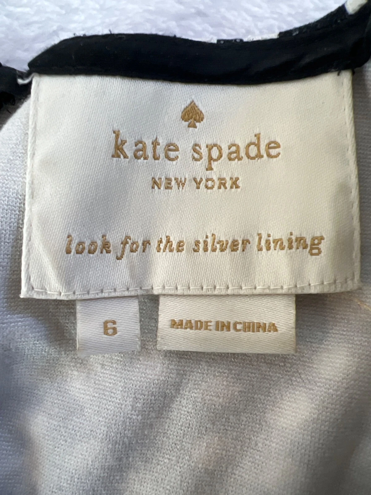 Abito Kate Spade a pois bianco e nero lunghezza ginocchio taglia 6