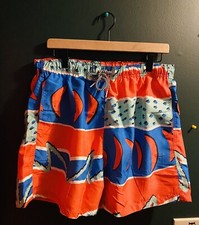 Men  s Boardies Swim Trunks Shorts Size XLarge 80  s Retro Orange Blue Pattern NWT