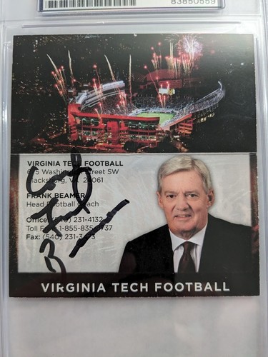 FRANK BEAMER auto Virginia Tech Hokies PSA/DNA Signed Certified Business Card - Picture 2 of 4