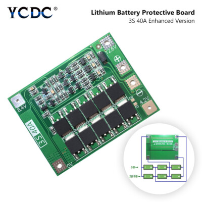 Charging Protector PCB Lithium Protection Board BMS 3S 40A 18650 For Drill Motor