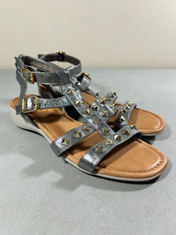 The Flexx silver leather studded gladiator sandals size