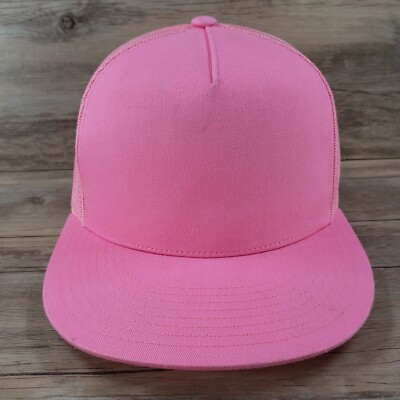 Yupoong The Classics Hat Cap Snapback Trucker Mesh Back Pink Blank