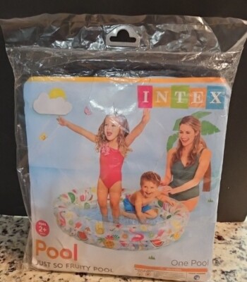 New INTEX INFLATABLE ''JUST SO FRUITY'' KIDS POOL 48''×10'' 2-Ring Colorful Summer 