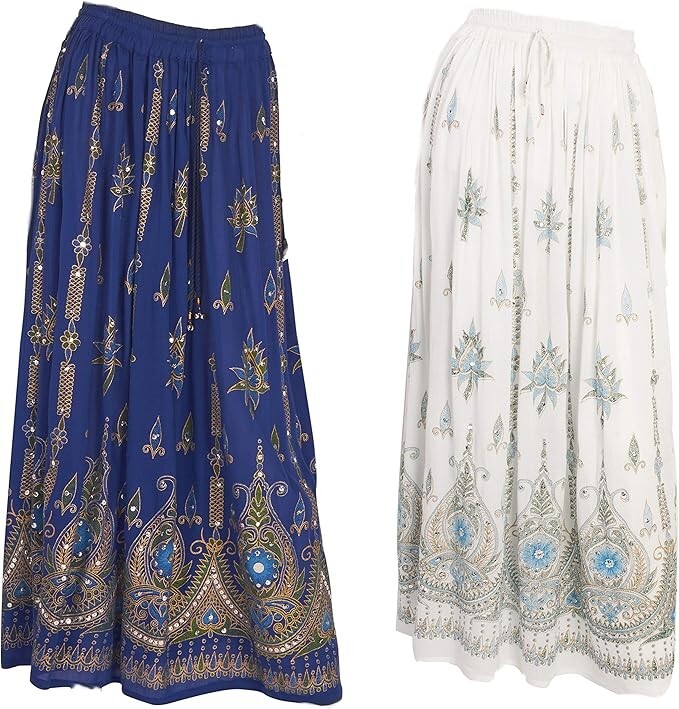 Conjunto combinado de falda larga tendencia escoba arrugada con lentejuelas p...