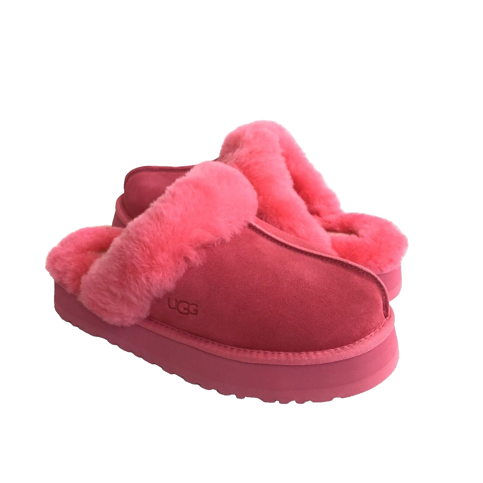 SANDALI UGG DISQUETTE SLIDE ROSA GLOW SHEARLING POLSINO US 6 EU 37 UK 4