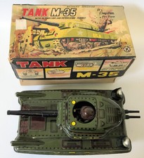 MILITARY TANK M-35 Toy, CRAGSTAN Japan ULTRA RARE Vintage 1950s Tin B.O.