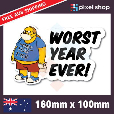"Worst Year Ever" Comic Book Guy Sticker Decal - Funny Meme Bumper Sticker For Cars