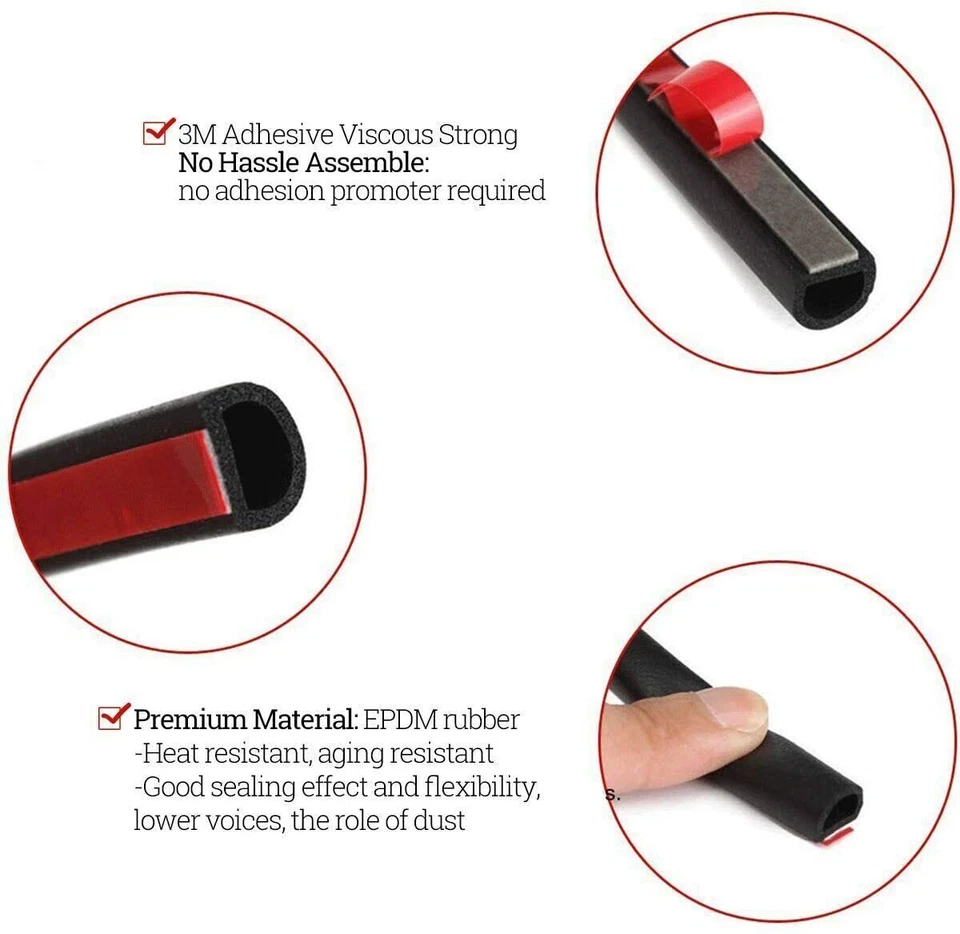 Door Seal Strip Kit Rubber Weather Draft Wind Noise Reduction For Infiniti QX70 - image 4 of 4