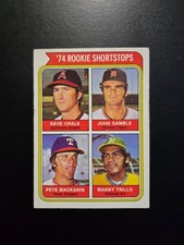 1974 ROOKIE SHORTSTOPS 1974 TOPPS BASEBALL CARD #597 MANNY TRILLO. rookie card picture