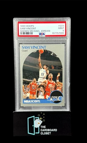 Michael Jordan 1990 Hoops Sam Vincent PSA 9 Bulls Cameo Card #223