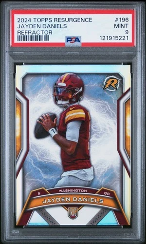 2024 TOPPS RESURGENCE REFRACTOR #196 JAYDEN DANIELS ROOKIE RC PSA 9