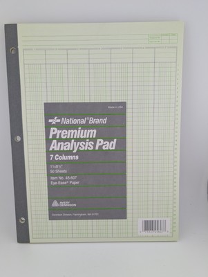National Brand Premium Analysis Pad 7 Columns 50 11x8.5'' Sheets 45-607 Eye Ease