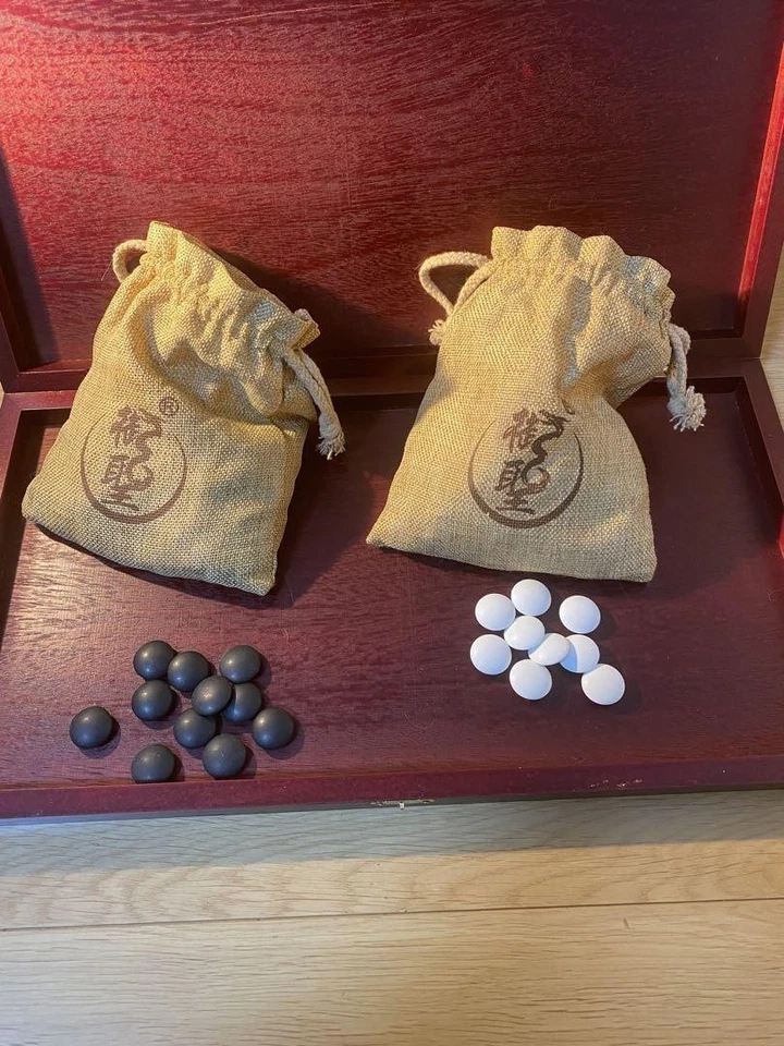 Ensemble de jeu pliable Go ensemble en bois rouge avec sacoche en pièces de... - Photo 3/4