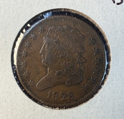 1828 Classic Head Half Cent, AU Bn, (15511)