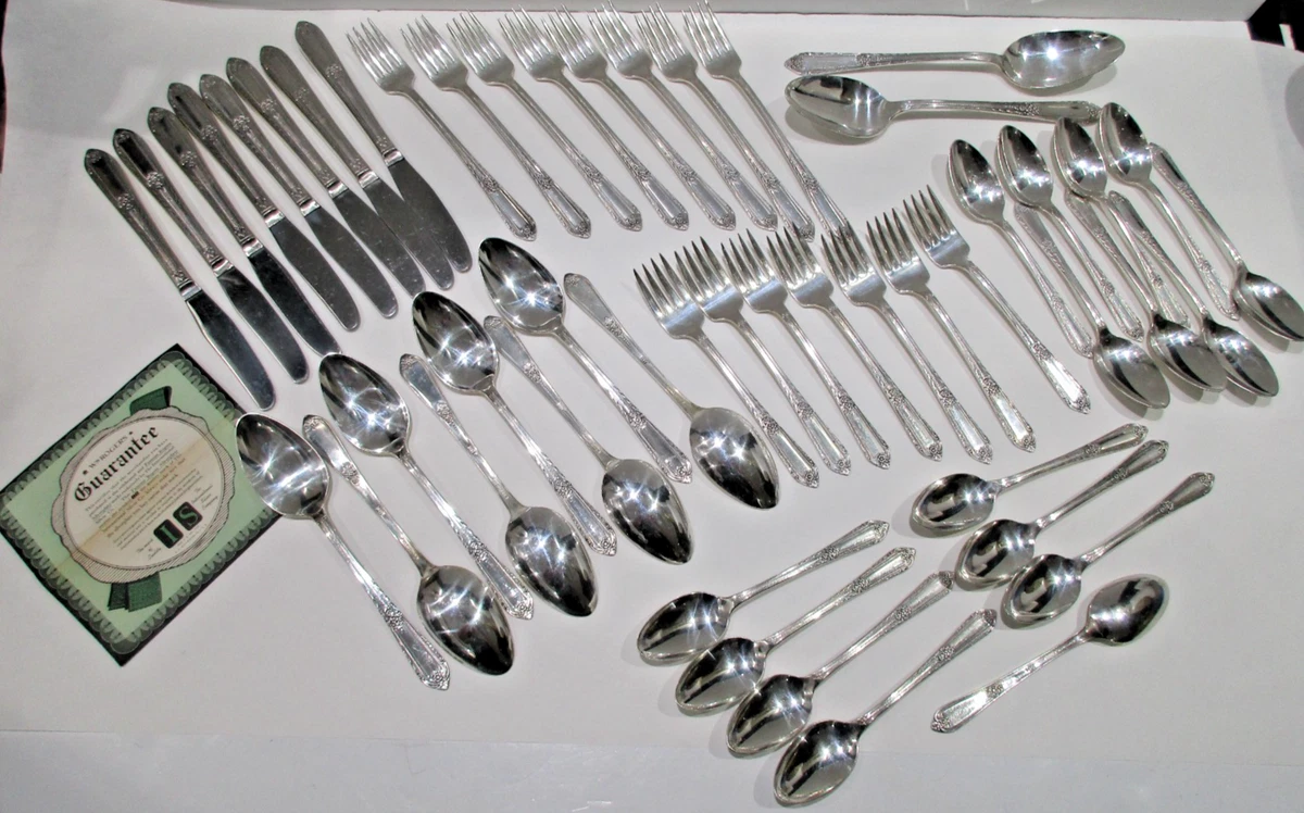Rogers Bros Flatware-Set Antique US Silver-Plated Flatware for